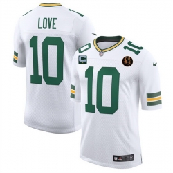 Men Green Bay Packers 10 Jordan Love White 2025 With John Madden Patch New Vapor Untouchable Limited Stitched Football Jersey