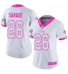 Packers #26 Darnell Savage White Pink Women Stitched Football Limited Rush Fashion Jersey