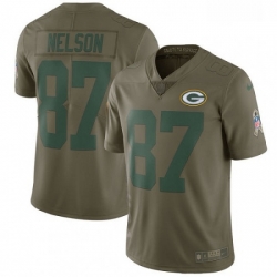 Youth Nike Green Bay Packers 87 Jordy Nelson Limited Olive 2017 Salute to Service NFL Jersey