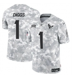 Men Houston Texans 1 Stefon Diggs 2024 F U S E Arctic Camo Salute To Service Limited Stitched Football Jersey