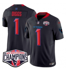 Men Houston Texans 1 Stefon Diggs Navy 2nd Alternate F U S E  2024 AFC South Division Champions Vapor Limited Stitched Football Jersey