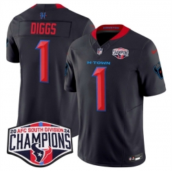 Men Houston Texans 1 Stefon Diggs Navy 2nd Alternate F U S E  2024 AFC South Division Champions Vapor Limited Stitched Football Jersey