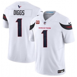 Men Houston Texans 1 Stefon Diggs White 2024 Vapor F U S E  With 4 Star C Patch Limited Stitched Jersey