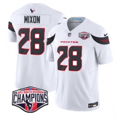 Men Houston Texans 28 Joe Mixon White F U S E  2024 AFC South Division Champions Vapor Limited Stitched Football Jersey