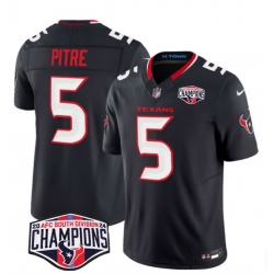 Men Houston Texans 5 Jalen Pitre Navy F U S E  2024 AFC South Division Champions Vapor Limited Stitched Football Jersey