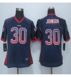 Women New Texans #30 Kevin Johnson Navy Blue Team Color Stitched NFL jersey