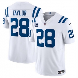 Men Indianapolis Colts 28 Jonathan Taylor White 2024 F U S E  With 2 Star C Patch Vapor Limited Stitched Football Jersey