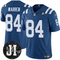 Men Indianapolis Colts 84 Tyler Warren Blue Jim Irsay Patch Vapor Stitched Jersey