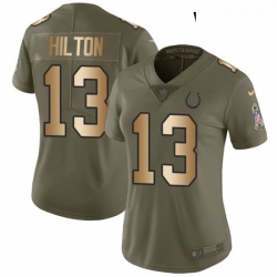 Womens Nike Indianapolis Colts 13 TY Hilton Limited OliveGold 2017 Salute to Service NFL Jersey