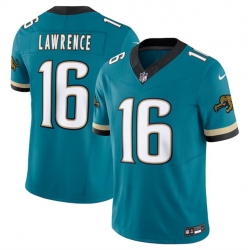 Men Jacksonville Jaguars 16 Trevor Lawrence Teal Prowler 2024 F U S E  Throwback Vapor Limited Stitched Football Jersey