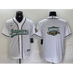 Men Jacksonville Jaguars  White With Patch Cool Base Stitched Baseball Jersey