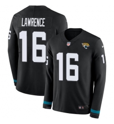 Nike Jacksonville Jaguars 16 Trevor Lawrence Black Team Color Men Stitched NFL Limited Therma Long Sleeve Jersey