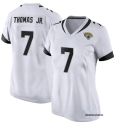 Women Jacksonville Jaguars 7 Brian Thomas Jr White 2024 Draft F U S E Vapor Untouchable Limited Stitched Jersey