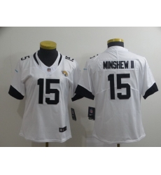 Women Jaguars 15 Gardner Minshew II White Vapor Untouchable Limited Jersey