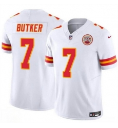 Men Kansas City Chiefs 7 Harrison Butker White 2024 F U S E Vapor Untouchable Limited Stitched Football Jersey