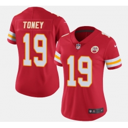 Women Kansas City Chiefs 19 Kadarius Toney Red Vapor Stitched Jersey