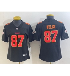 Women Kansas City Chiefs 87 Travis Kelce Black Vapor Untouchable Limited Stitched Football Jersey