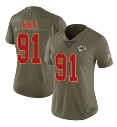 Womens Nike Chiefs #91 Tamba Hali Olive  Stitched NFL Limited 2017 Salute to Service Jersey