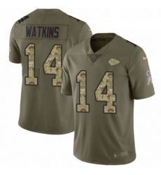 Youth Nike Kansas City Chiefs 14 Sammy Watkins Limited OliveCamo 2017 Salute to Service NFL Jersey