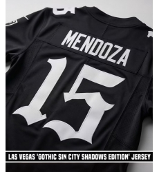 Men Las Vegas Raiders 15 Fernando Mendoza Gothic Sin City Shadows Edition s Black Jersey Men Las Vegas Raiders 15 Fernando Mendoza Gothic Sin City Shadows Edition s Black Jersey