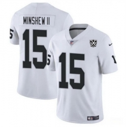 Men Las Vegas Raiders 15 Gardner Minshew II White 2024 65th Anniversary Patch Vapor Stitched Football Jersey