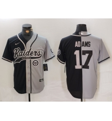 Men Las Vegas Raiders 17 Davante Adams Grey Black Split Cool Base Stitched Baseball Jersey 2