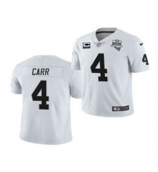 Men Las Vegas Raiders #4 Derek Carr White 2020 Inaugural Season With C Patch Vapor Limited Stitched NFL Jersey