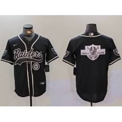 Men Las Vegas Raiders Black Team Big Logo With Patch Cool Base Stitched Baseball Jersey 001