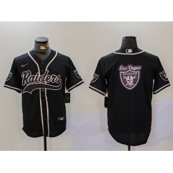 Men Las Vegas Raiders Black Team Big Logo With Patch Cool Base Stitched Baseball Jersey 9