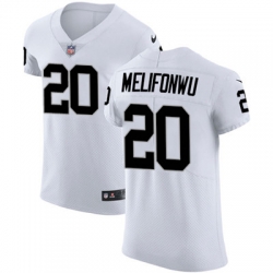 Men Nike Raiders #20 Obi Melifonwu White Stitched NFL Vapor Untouchable Elite Jersey