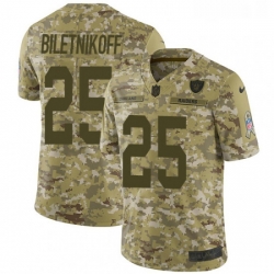 Mens Nike Oakland Raiders 25 Fred Biletnikoff Limited Camo 2018 Salute to Service NFL Jersey