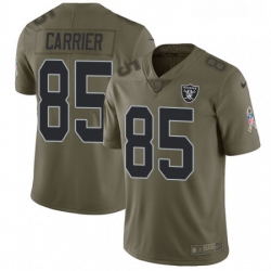 Mens Nike Oakland Raiders 85 Derek Carrier Limited Olive 2017 Salute to Service NFL Jersey