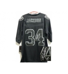 Nike Oakland Raiders 34 Bo.Jackson Black Elite Light Out Signed NFL Jersey