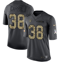 Nike Raiders #38 T J Carrie Black Mens Stitched NFL Limited 2016 Salute To Service Jersey