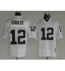 Oakland Raiders 12 Ken Stabler White throwback Jerseys