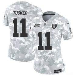 Women Las Vegas Raiders 11 Tre Tucker 2024 F U S E Arctic Camo Salute To Service Limited Stitched Jersey