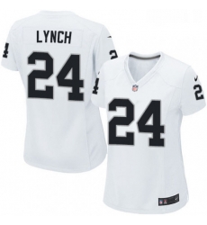 Womens Nike Oakland Raiders 24 Marshawn Lynch Game White NFL Jersey