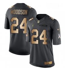 Youth Nike Oakland Raiders 24 Charles Woodson Limited BlackGold Salute to Service NFL Jersey