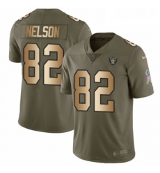 Youth Nike Oakland Raiders 82 Jordy Nelson Limited OliveGold 2017 Salute to Service NFL Jersey