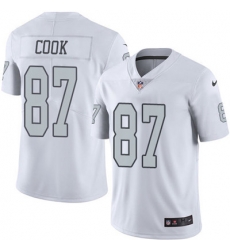 Youth Nike Raiders #87 Jared Cook White Stitched NFL Limited Rush Jersey