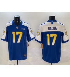 Men Los Angeles Rams 17 Puka Nacua Blue White 2024 F U S E  With Patch Vapor Untouchable Limited Stitched Football Jersey