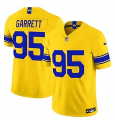 Men Los Angeles Rams  95 Myles Garrett Gold Classic Sol 2026 F U S E  Vapor Limited Stitched Football Jersey