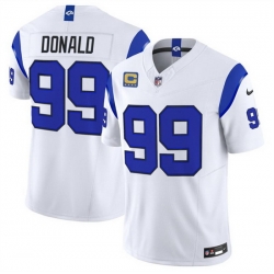 Men Los Angeles Rams  99 Aaron Donald White Fearsome 2026 F U S E  4 Star C Patch Vapor Limited Stitched Football Jersey
