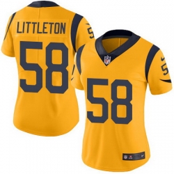 Nike Rams 58 Cory Littleton Gold Womens Stitched NFL Limited Rush Jersey