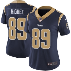 Nike Rams #89 Tyler Higbee Navy Blue Team Color Womens Stitched NFL Vapor Untouchable Limited Jersey