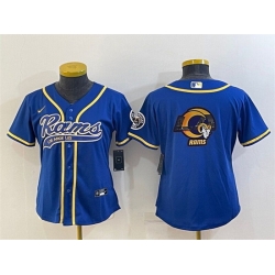 Women Los Angeles Rams Royal Team Big Logo With Patch Cool Base Stitched Baseball Jersey