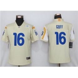 Women Nike Los Angeles Rams 16 Jared Goff Bone 2020 New Vapor Untouchable Limited Jersey