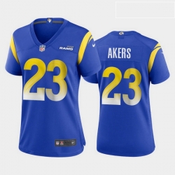 Women Nike Rams 23 Cam Akers Roayl Blue Vapor Limtited Jersey