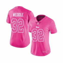 Womens Los Angeles Rams 32 Eric Weddle Limited Pink Rush Fashion Football Jersey