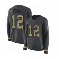 Womens Nike Los Angeles Rams 12 Brandin Cooks Limited Black Salute to Service Therma Long Sleeve NFL Jersey